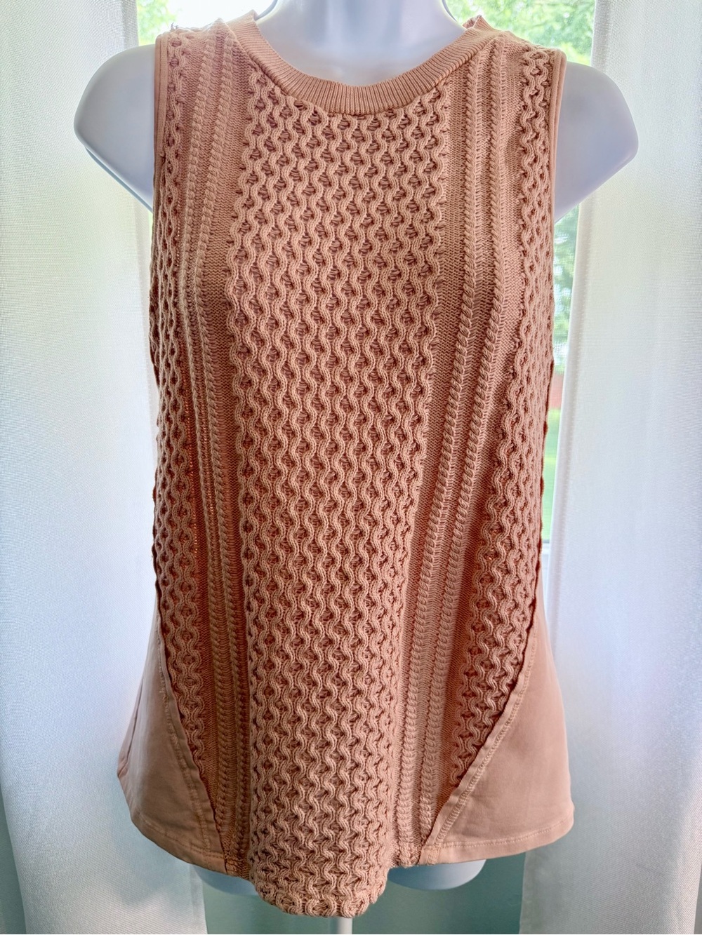 Anthropologie Blush Peach Cable-Knit Sleeveless Tank